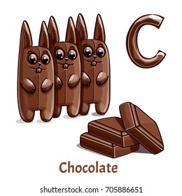 Vector alphabet letter C. Chocolate