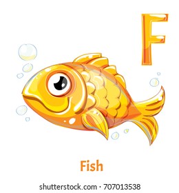 Vector alphabet letter F. Fish