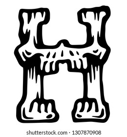 Vector alphabet and letter H. Skull white letter in hipster style. Ideal for use as headline or sub-head text in you design: logo, t-shirt, poster, label, book cover. 
