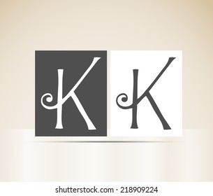 Vector alphabet letter K art deco vintage design pattern