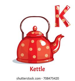 Vector alphabet letter K. Kettle