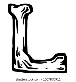 Vector alphabet and letter L. Skull white letter in hipster style. Ideal for use as headline or sub-head text in you design: logo, t-shirt, poster, label, book cover. 