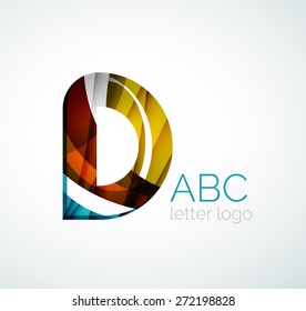 Vector alphabet letter logo. Created with transparent colorful overlapping geometric shapes, waves and flowing shapes