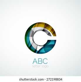 Vector alphabet letter logo. Created with transparent colorful overlapping geometric shapes, waves and flowing shapes