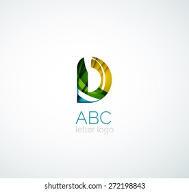 Logo de la letra vectorial. Creado con formas geométricas, ondas y formas fluidas transparentes y coloridas