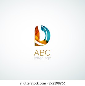 Vector alphabet letter logo. Created with transparent colorful overlapping geometric shapes, waves and flowing shapes
