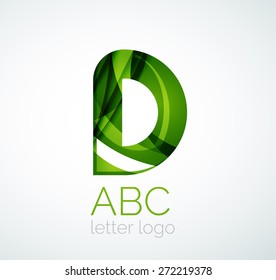 Logo de la letra vectorial. Creado con formas geométricas, ondas y formas fluidas transparentes y coloridas