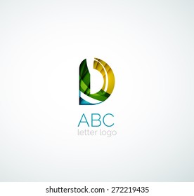 Vector alphabet letter logo. Created with transparent colorful overlapping geometric shapes, waves and flowing shapes