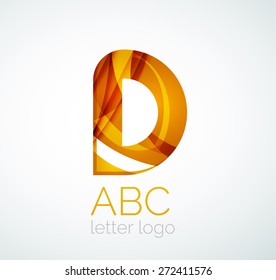 Vector alphabet letter logo. Created with transparent colorful overlapping geometric shapes, waves and flowing shapes