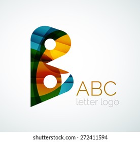 Logo de la letra vectorial. Creado con formas geométricas, ondas y formas fluidas transparentes y coloridas