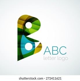 Vector alphabet letter logo. Created with transparent colorful overlapping geometric shapes, waves and flowing shapes