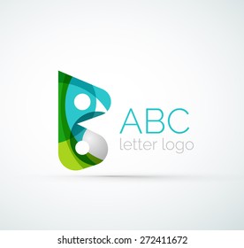 Vector alphabet letter logo. Created with transparent colorful overlapping geometric shapes, waves and flowing shapes