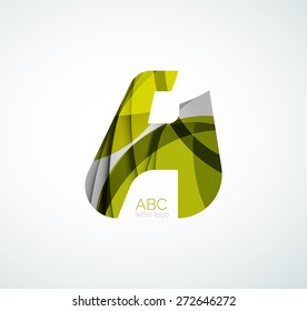 Vector alphabet letter logo. Created with transparent colorful overlapping geometric shapes, waves and flowing shapes