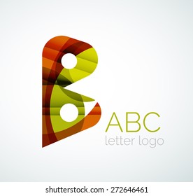 Vector alphabet letter logo. Created with transparent colorful overlapping geometric shapes, waves and flowing shapes