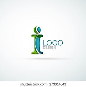 Logo für Vektoralphabeten-Buchstaben. Kreiert mit transparenten, sich überlappenden geometrischen Formen, Wellen und fließenden Formen