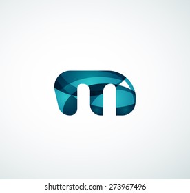 Vector alphabet letter logo. Created with transparent colorful overlapping geometric shapes, waves and flowing shapes