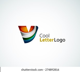 Logo de la letra vectorial. Creado con formas geométricas, ondas y elementos fluidos transparentes y coloridos