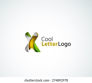 Vector alphabet letter logo. Created with transparent colorful overlapping geometric shapes, waves and flowing elements