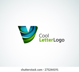 Logo de la letra vectorial. Creado con formas geométricas, ondas y elementos fluidos transparentes y coloridos