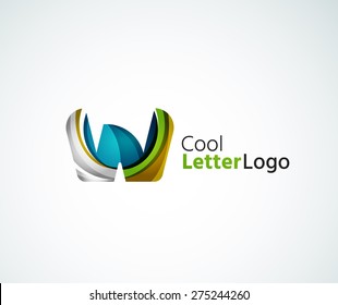 Vector alphabet letter logo. Created with transparent colorful overlapping geometric shapes, waves and flowing elements
