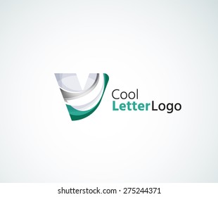 Vector alphabet letter logo. Created with transparent colorful overlapping geometric shapes, waves and flowing elements