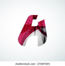 Vector alphabet letter logo. Created with transparent colorful overlapping geometric shapes, waves and flowing shapes