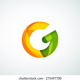 Vector alphabet letter logo. Created with transparent colorful overlapping geometric shapes, waves and flowing shapes