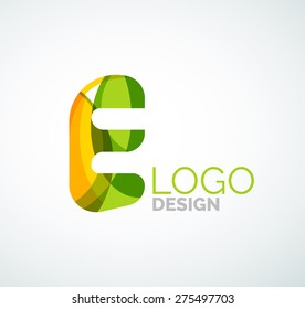 Logo für Vektoralphabeten-Buchstaben. Kreiert mit transparenten, sich überlappenden geometrischen Formen, Wellen und fließenden Formen