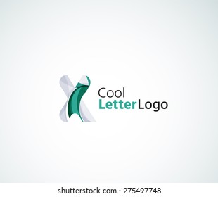 Logo de la letra vectorial. Creado con formas geométricas, ondas y elementos fluidos transparentes y coloridos