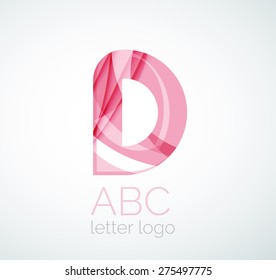Vector alphabet letter logo. Created with transparent colorful overlapping geometric shapes, waves and flowing shapes