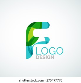 Vector alphabet letter logo. Created with transparent colorful overlapping geometric shapes, waves and flowing shapes