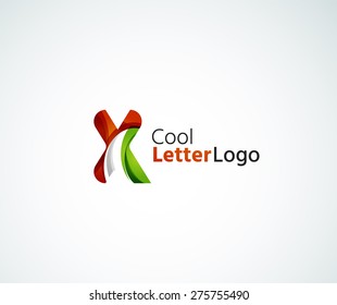 Vector alphabet letter logo. Created with transparent colorful overlapping geometric shapes, waves and flowing elements