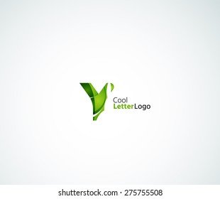 Vector alphabet letter logo. Created with transparent colorful overlapping geometric shapes, waves and flowing elements