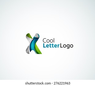 Vector alphabet letter logo. Created with transparent colorful overlapping geometric shapes, waves and flowing elements