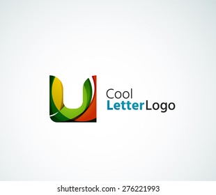 Logo de la letra vectorial. Creado con formas geométricas, ondas y elementos fluidos transparentes y coloridos