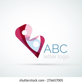 Vector alphabet letter logo. Created with transparent colorful overlapping geometric shapes, waves and flowing shapes