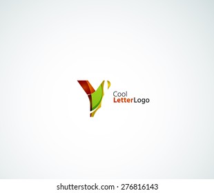 Vector alphabet letter logo. Created with transparent colorful overlapping geometric shapes, waves and flowing elements