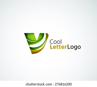 Vector alphabet letter logo. Created with transparent colorful overlapping geometric shapes, waves and flowing elements