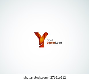 Vector alphabet letter logo. Created with transparent colorful overlapping geometric shapes, waves and flowing elements