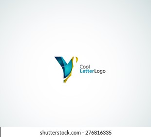 Vector alphabet letter logo. Created with transparent colorful overlapping geometric shapes, waves and flowing elements