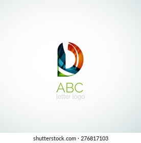 Vector alphabet letter logo. Created with transparent colorful overlapping geometric shapes, waves and flowing shapes