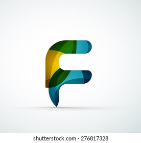 Vector alphabet letter logo. Created with transparent colorful overlapping geometric shapes, waves and flowing shapes