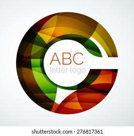 Vector alphabet letter logo. Created with transparent colorful overlapping geometric shapes, waves and flowing shapes