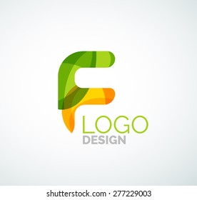 Vector alphabet letter logo. Created with transparent colorful overlapping geometric shapes, waves and flowing shapes