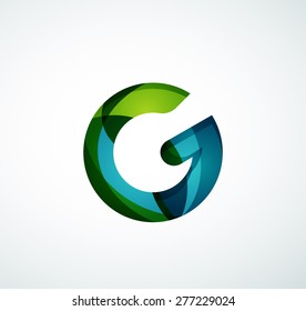 Vector alphabet letter logo. Created with transparent colorful overlapping geometric shapes, waves and flowing shapes
