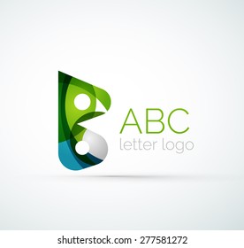 Logo de la letra vectorial. Creado con formas geométricas, ondas y formas fluidas transparentes y coloridas