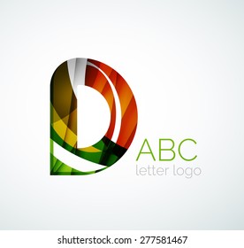 Vector alphabet letter logo. Created with transparent colorful overlapping geometric shapes, waves and flowing shapes
