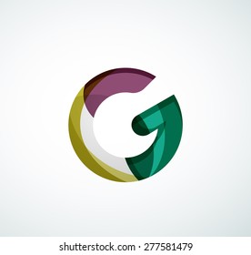 Logo de la letra vectorial. Creado con formas geométricas, ondas y formas fluidas transparentes y coloridas