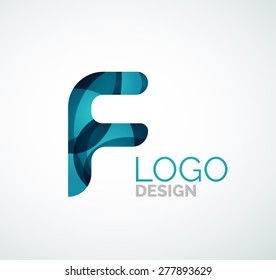 Vector alphabet letter logo. Created with transparent colorful overlapping geometric shapes, waves and flowing shapes