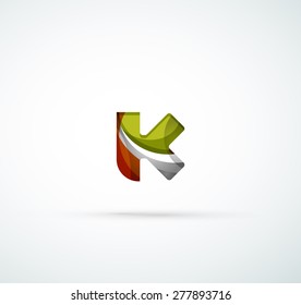 Vector alphabet letter logo. Created with transparent colorful overlapping geometric shapes, waves and flowing shapes